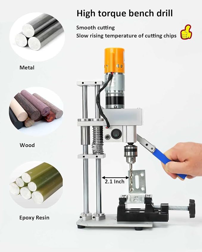 Mini Drill Press Table Compact And Portable Enhanced Model With High Torque, 440–880 Rpm Ideal For Woodworking, Pen Making, Metalworking, Epoxy Projects, Jewelry Making, Diy Crafts, Handicrafts