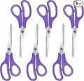 6 Packs Sewing Craft Scissors Bulk,8" Multipurpose Heavy Duty Sharp Scissors,Stainless Steel Shears for Home Office Student Supplies,Purple
