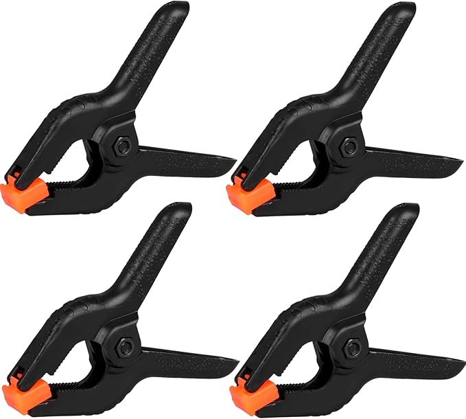 4 Pack Spring Clamps, 6inch Plastic Clips, Backdrop Clips, Big Clamps Heavy Duty, Spring Clips for Crafts, Backdrop Stand, Woodworking, Photography Studios (Black)