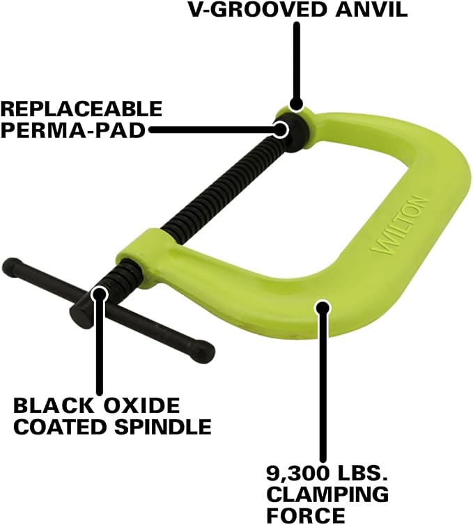 Wilton Hi-Vis C-Clamp, 12-1/4" Opening, 6-1/4" Throat, 9300 Lbs. Clamping Force (Model 412-SF)