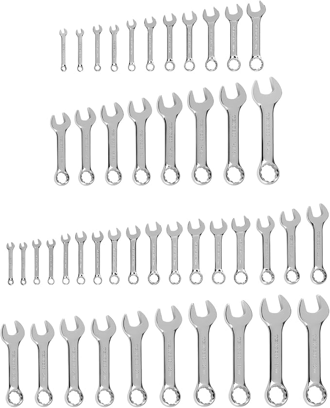 TEKTON Stubby Combination Wrench Set, 46-Piece | WCB90415 | (1/4 - 1-1/4 in., 6 - 32 mm), Chrome Finish