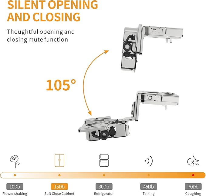 Chibery 50 Pack 1-5/16" Overlay 3D Soft Close Concealed Hinge for Face Frame Door, Smooth Slow Self Closing Hinges, Satin Nickel, Hidden 105° Open Angle Stainless Steel Hinge for Kitchen Cabinet Door