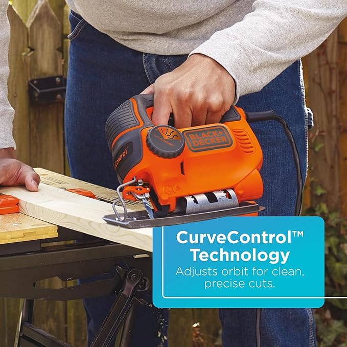 BLACK+DECKER Jig Saw, 5-Amp, 3,000 Blade Speed, 45 Degree Beveled Cuts, ¾-Inch Orbital Blade, 4 Curve Settings, Corded (BDEJS600C) (Pack of 2)