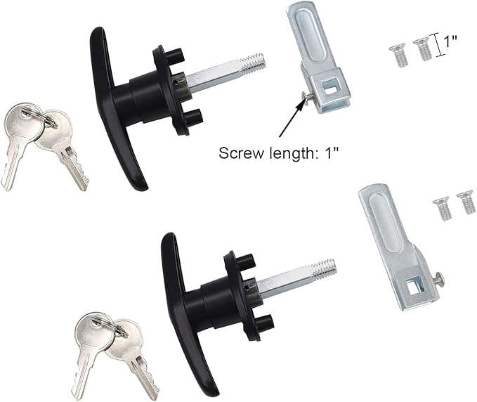 Keyed Alike Truck Cap T-Handle Lock Kit - 2 Sets (4 Locks) Black Locking Handles for Topper/Camper Shell (Left & Right)‌
