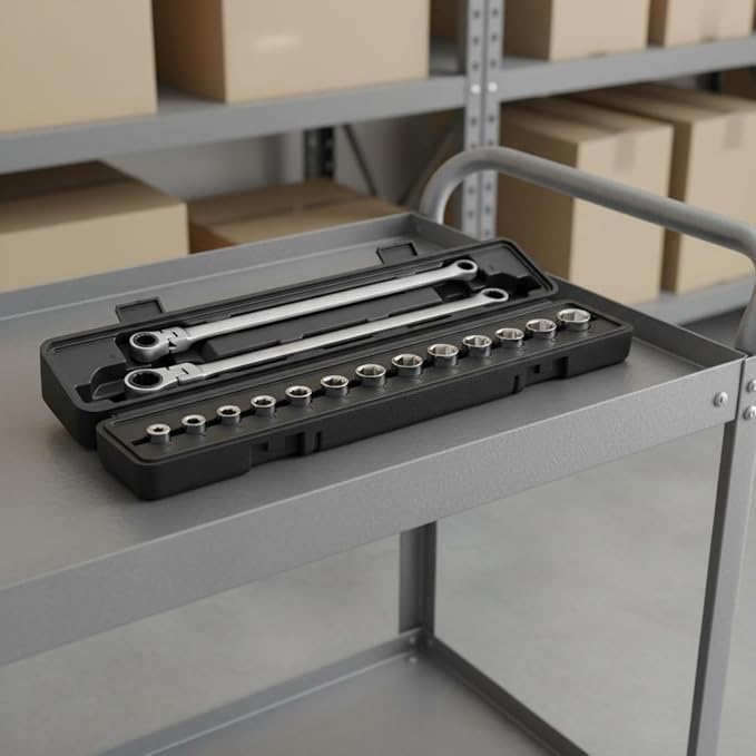 Ratchet Wrench Assembly Socket Set Tool Kit Hand Tools Tools Steel Resistant Finish Organized Case suitable for workshop tasks garage repairs daily, 15-Piece Flexible Head Ratchet Wrench Set
