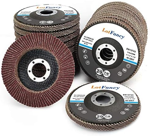 LotFancy 20PCS Flap Discs 4 1/2 for Angle Grinder, Type 29, High Density Jumbo Sanding Disc, 40 60 80 120 Grit Grinding Wheels, Aluminum Oxide Abrasives, 4.5" x 7/8"