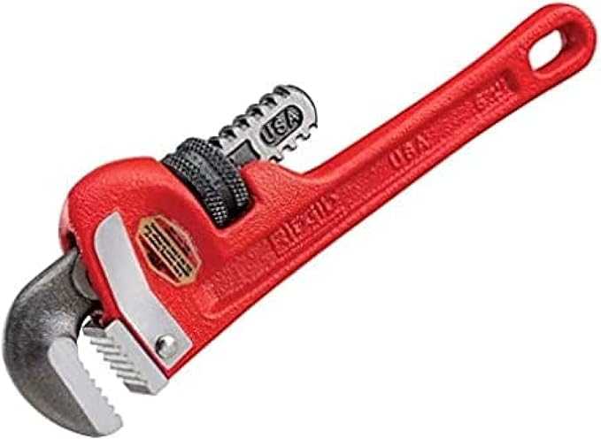 RIDGID 31010 Model 10 Heavy-Duty Straight Pipe Wrench, 10-inch Plumbing Wrench, Red, Black, 250mm (10in)