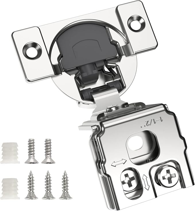 Chibery 30 Pack 1-1/2" Overlay 3D Soft Close Concealed Hinge for Face Frame Door, Smooth Slow Self Closing Hinges, Satin Nickel, Hidden 105° Open Angle Stainless Steel Hinge for Kitchen Cabinet Door