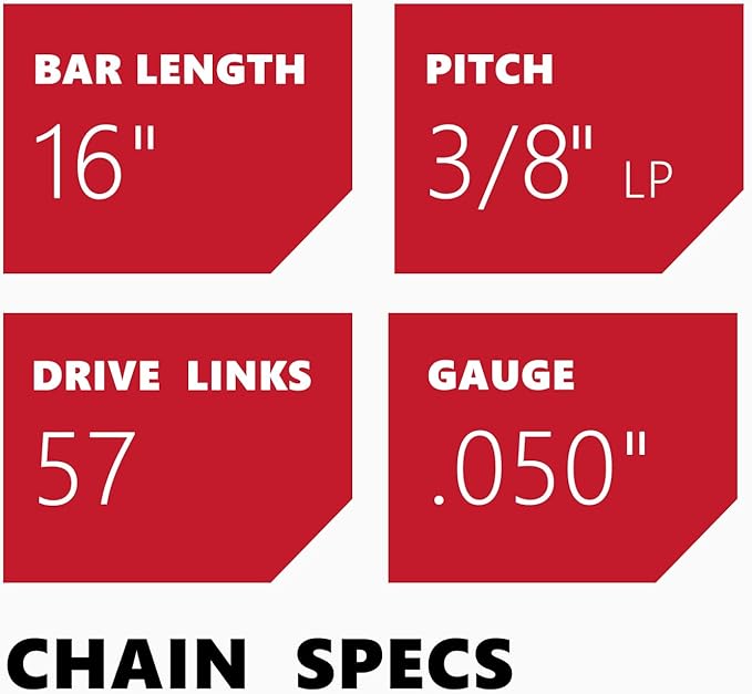 KAKEI 16 Inch Chainsaw Chain 3/8" LP Pitch .050" Gauge 57 Drive Links- 91PX57CQ/ 91VG57CQ Fits Echo CS-3510/352/3400/400, Worx WG300,WG303 - S57 (3 Chains) - Semi Chisel