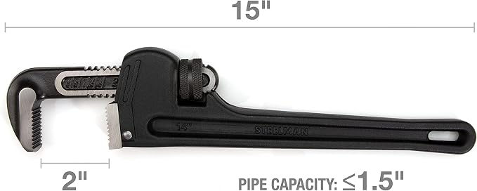 Steelman 60877 14-Inch Heavy-Duty Cast Aluminum Straight Handle Pipe Wrench