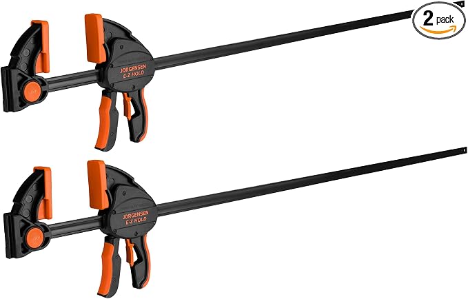 Jorgensen E-Z Hold 800LBS Heavy Duty Clamps, 50 Inch 2-Pack Expandable Clamp/Spreader, One Hand Bar Clamps, Trigger Clamp, Bar Clamps for Woodworking