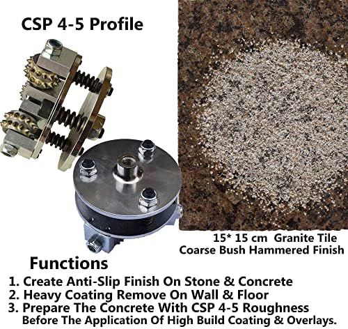 5 In. Coating Removal Stone Texturing Bush Hammer, Concrete Patch Repair Prepare Bushing Tool Plate For Angle Grinder, Stone Concrete Roughness Pulverization Bushing Hammer(5/8-11" Thread)