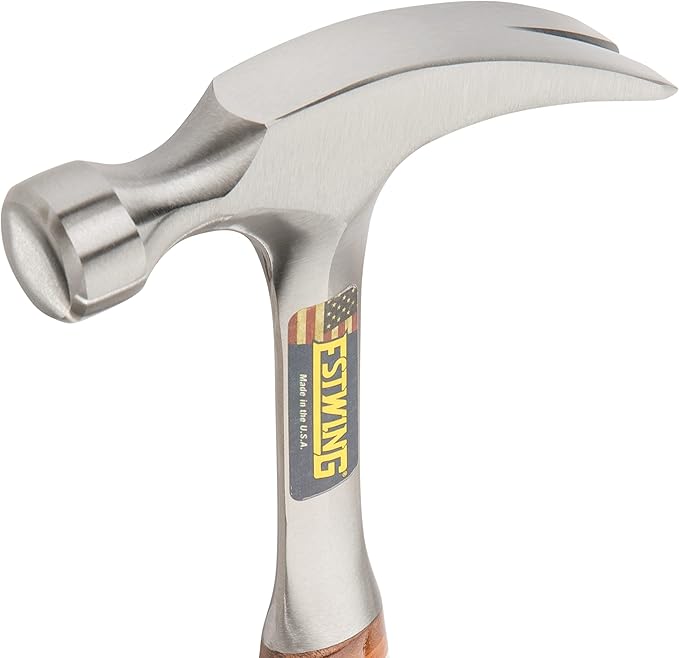 ESTWING Hammer - 12 oz USA Made Straight Rip Claw Hammer with Smooth Face & Genuine Leather Grip - E12S