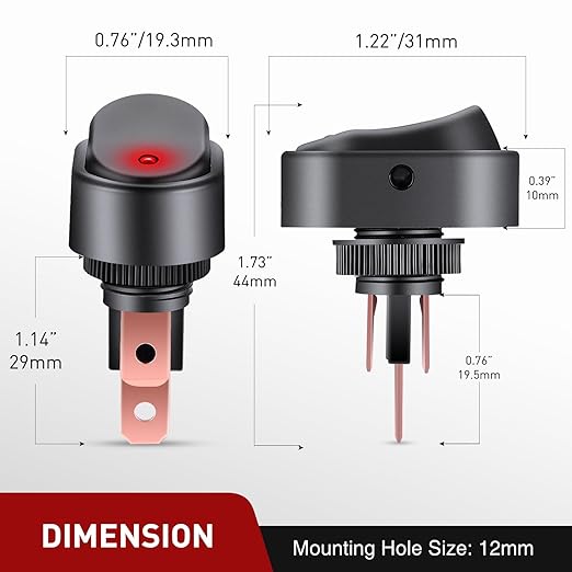 Nilight 5PCS LED Lighted Rocker Switch 12V Illuminated ON Off Toggle Switches 30A 3Pin SPST Oval Shaped 12mm Hole Red Yellow Blue Green for Car Truck RV Motorcycles Marine Boats