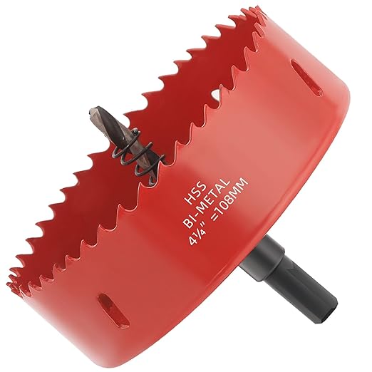 4-1/4 in. Bi-Metal Hole Saw Drill Bit - General Purpose Saw for Wood, Plywood, Cornhole, Ceiling, and Drywall - Includes Arbor & Pilot Bit