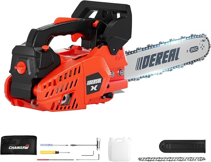Gas Chainsaws 12 Inches Guide Board Power Chain Saws 2-Cycle Gasoline Powered Chain Saws Handheld Cordless Petrol Chainsaws Optional for Trees Wood Farm Garden Ranch Forest Cutting