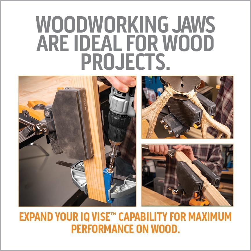 Woodworking Vise Jaws - Upgraded Double-Sided Jaws Provide Secure Non-Marring Grip - 1/2" Taller and 1-11/16" Wider than Standard Jaw Pads for IQ Vise
