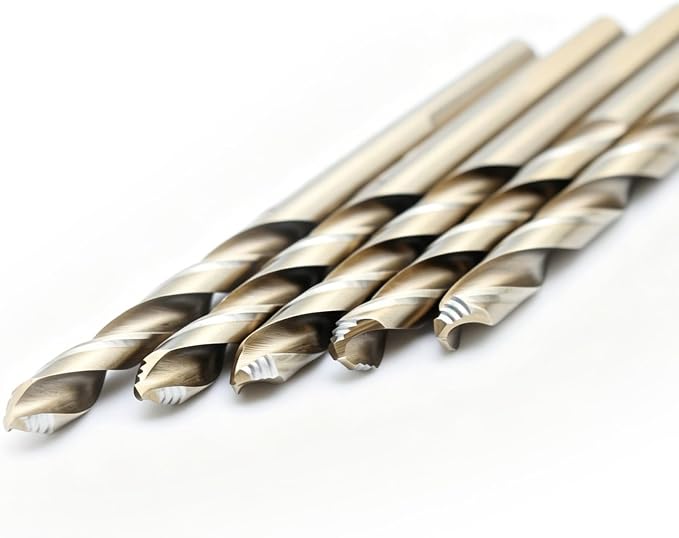 TEMO 5 pc 3/16 Inch M35 Stepped Point Jobber Drill Bit, Easy Boost Twist Drill Bit Set for Acrylic Metal, Steel, Wood, Plastic