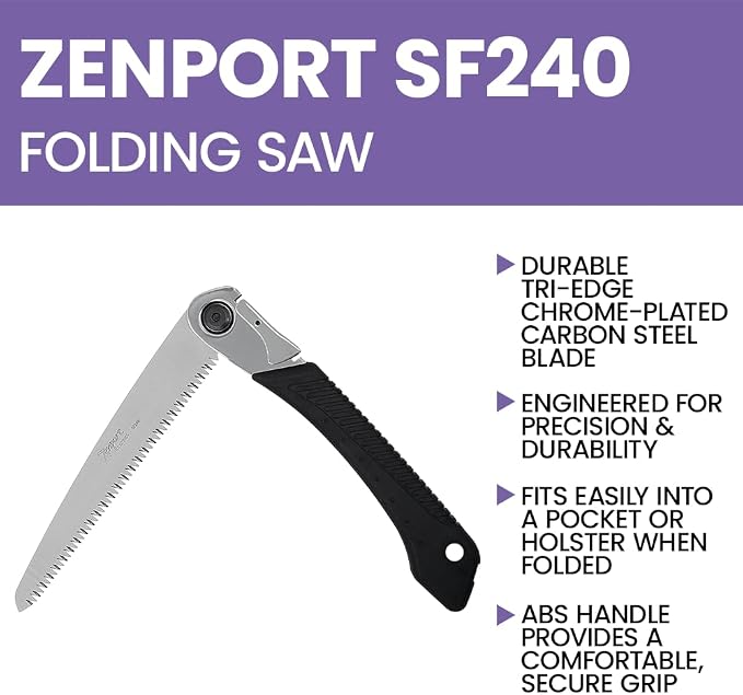 Zenport SF240 Folding Saw with Steel Handle, 9.5-Inch Tri-Edge Blade