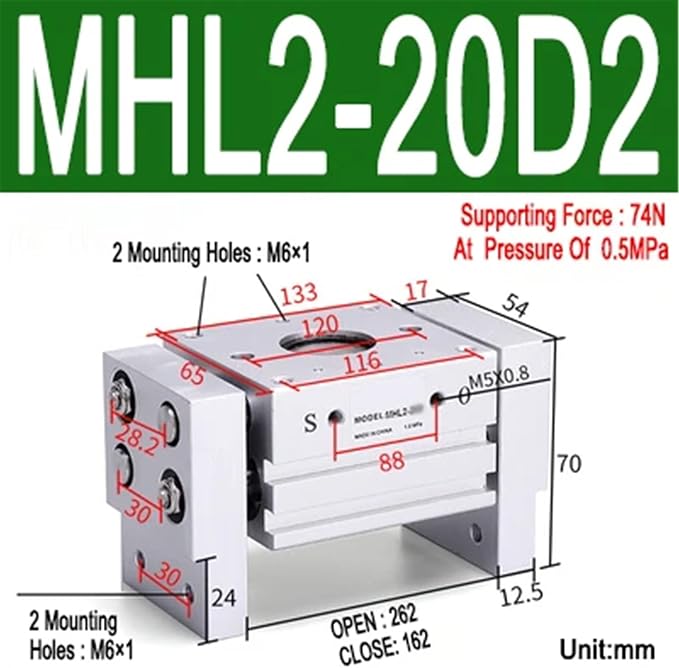 1pcs MHL2 10D 16D 20D 25D 32D 40D 1 2 Pneumatic Gripper Wide Type Air Parallel Cylinder Al Clamps Replacement T Bore 10-40mm(MHL2-20D2)