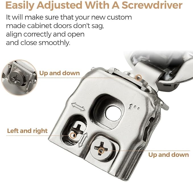Ravinte 2 Pack 1 Pair 1 inch Overlay Soft Close Kitchen Cabinet Hinges Stainless Steel Adjustable Kitchen Hinges Satin Nickel Cabinet Hardware