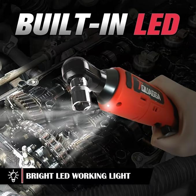 3/8" Cordless Electric Ratchet Wrench Set, 18V Power Ratchet Tool Kit With 2 Packs 2000mAh Battery And Charger, 45 FT-LBS Battery Powered Wrench with LED Lights