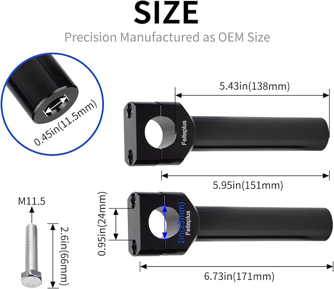 1" Handlebar Bar Risers Motorcycle Bar Clamps For Streetbob, Goldfire Straight One Piece Tall Handle Bar Riser Extension Kit Compatible With Harley, 5.51" Raise, Black