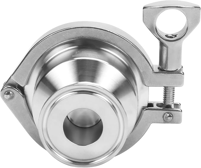 DERNORD Sanitary Check Valve - One Way Flow - 1.5" Tri Clamp Style, Stainless Steel 304, FKM Gasket (1 Inch Tube OD)