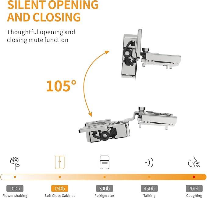 Chibery 60 Pack 5/8" Overlay 3D Soft Close Concealed Hinge for Face Frame Door, Smooth Slow Self Closing Hinges, Satin Nickel, Hidden 105° Open Angle Stainless Steel Hinge for Kitchen Cabinet Door