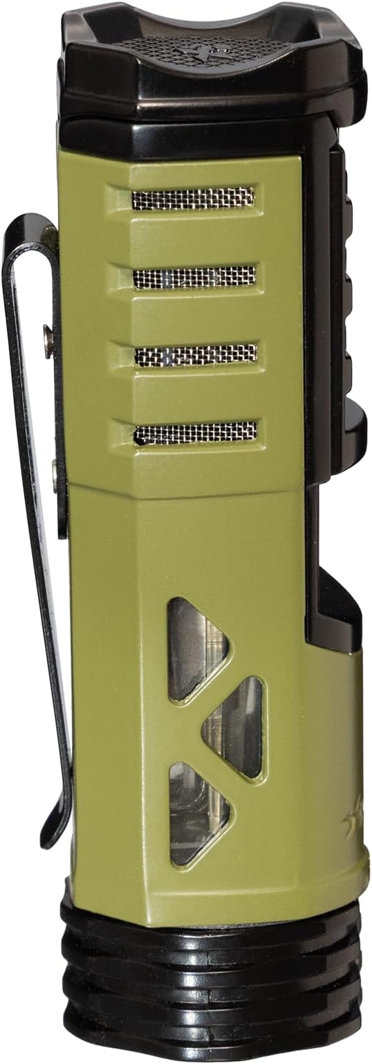 XIKAR Tactical Single-Jet Lighter, Tan and Black - Powerful Flame, Rugged Design with Rest Feature, Pocket Clip, EZ-View Fuel Window, and Adjustable Flame Height - Ideal for Outdoor Use (Olive Drab)
