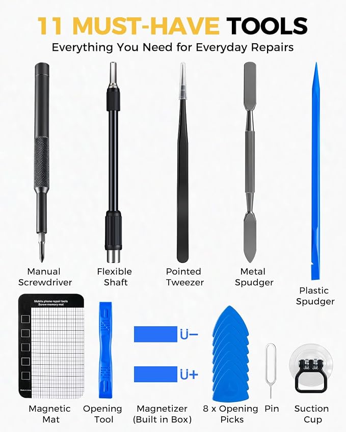 160 in 1 Mini Electric Screwdriver Set: Small Cordless Precision Power Tool Kit with 140 S2 Magnetic Bits, 5 Torque Settings, 4 LED Lights, Storage Case for PC Electronics Repair - Tech Gifts for Men