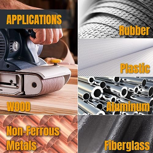 POWERTEC 4 x 24 Inch Sanding Belts & Abrasive Cleaning Stick, 18PK, 3 Each of 60/80/120/150/240/400 Grit, 4x24 Belt Sander Sanding Belts, Aluminum Oxide Sandpaper for Oscillating Belt Sander (110012)
