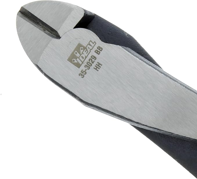 IDEAL Electrical 35-3029 Diagonal-Cutting Plier - 8 in., Angled Head Plier with Knife-to-Knife Blades, Smart Grip Handles, Integral Spring