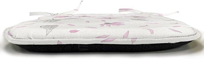 Lunarable Echinacea Chair Seating Cushion, Spring Romance Repeating Floral Pattern in Pastel Tones, Anti-Slip Seat Padding for Kitchen & Patio, 16"x16", Off White Pale Pink