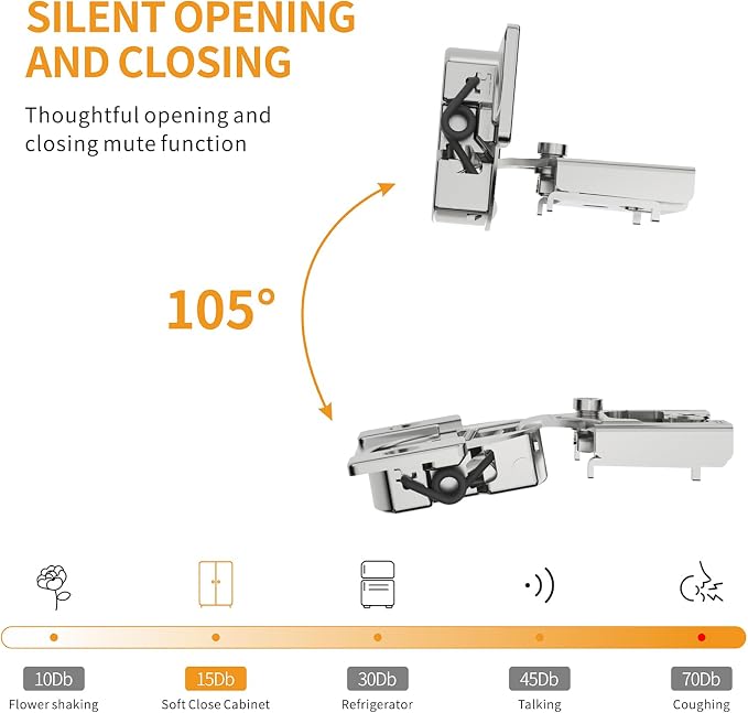 Chibery 10 Pack 3/8" Overlay 4D Soft Close Concealed Hinges for Face Frame Door, Adjustable Closing Speed, Smooth Slow Self Close Hinges, Satin Nickel, 105° Open Angle Stainless Steel Cabinet Hinges
