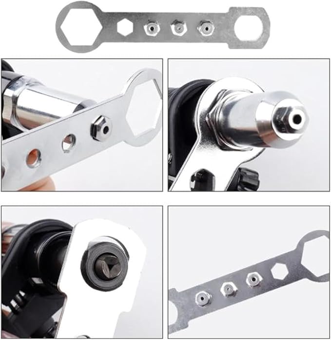 Professional Electric Rivet Gun Adapter Kit, Alloy Steel Riveter Gun Adapter Kit, Rivet Drill Tool with 4 Rivet Heads, for Cordless Screwdrivers and Drills,1pc