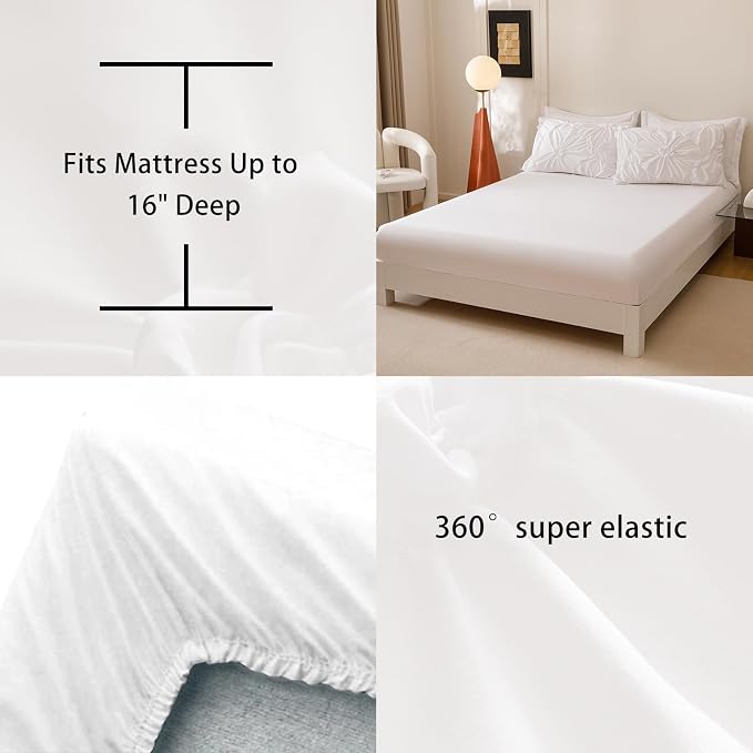 Nttopship White Twin Comforter Set - 7 Pieces Bed in a Bag, Premium Comforters Twin Size Bed Set Pintuck Pinch Pleat Complete Comforter Set with Flat Sheet, Fitted Sheet and Pillowcases,White