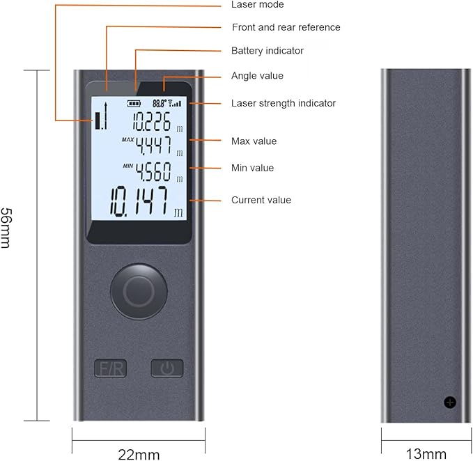 Laser Measure,Mini Laser Distance Meter 131Ft USB Charging LCD Backlight Feature Laser Measurement Tool with Pythagorean Mode, Distance, Area and Volume Measurement(LT-40P)