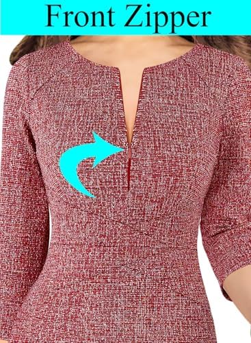 VFSHOW Womens Work Business Office Zipper Up Slim Bodycon Sheath Dress