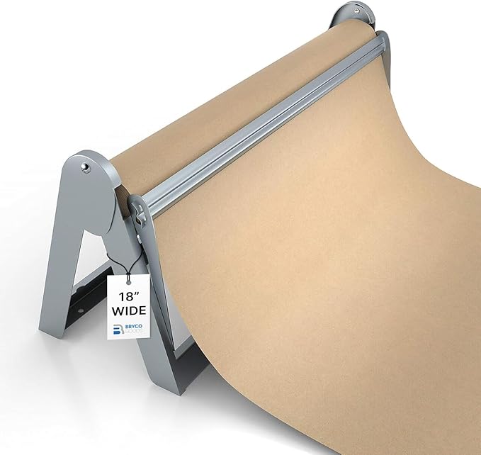 Bryco Goods - 18 Inches All Paper Roll Dispenser and Cutter Made of Heavy-Duty Steel Frame & Sharp Blade. Holds, Dispenses & Cuts. Wall Mountable & Non-Slip Tabletop. Ideal Butcher Paper Dispenser