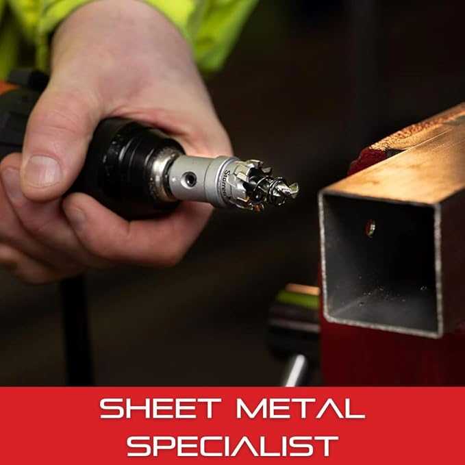 Starrett Tungsten Carbide Tipped Stainless Steel Sheet Metal Hole Saw - Ideal for Stainless, High Alloy Steel, Non-Ferrous Metals, Reinforced Fabrics - 2-9/16'' Diameter - SM65