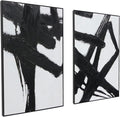 Black and White Abstract Canvas Wall-Art - 2 Piece 24" x 36" Black Canvas Artwork Decor for Living Room, Bedroom, Office Decor, Framed Ready to Hang