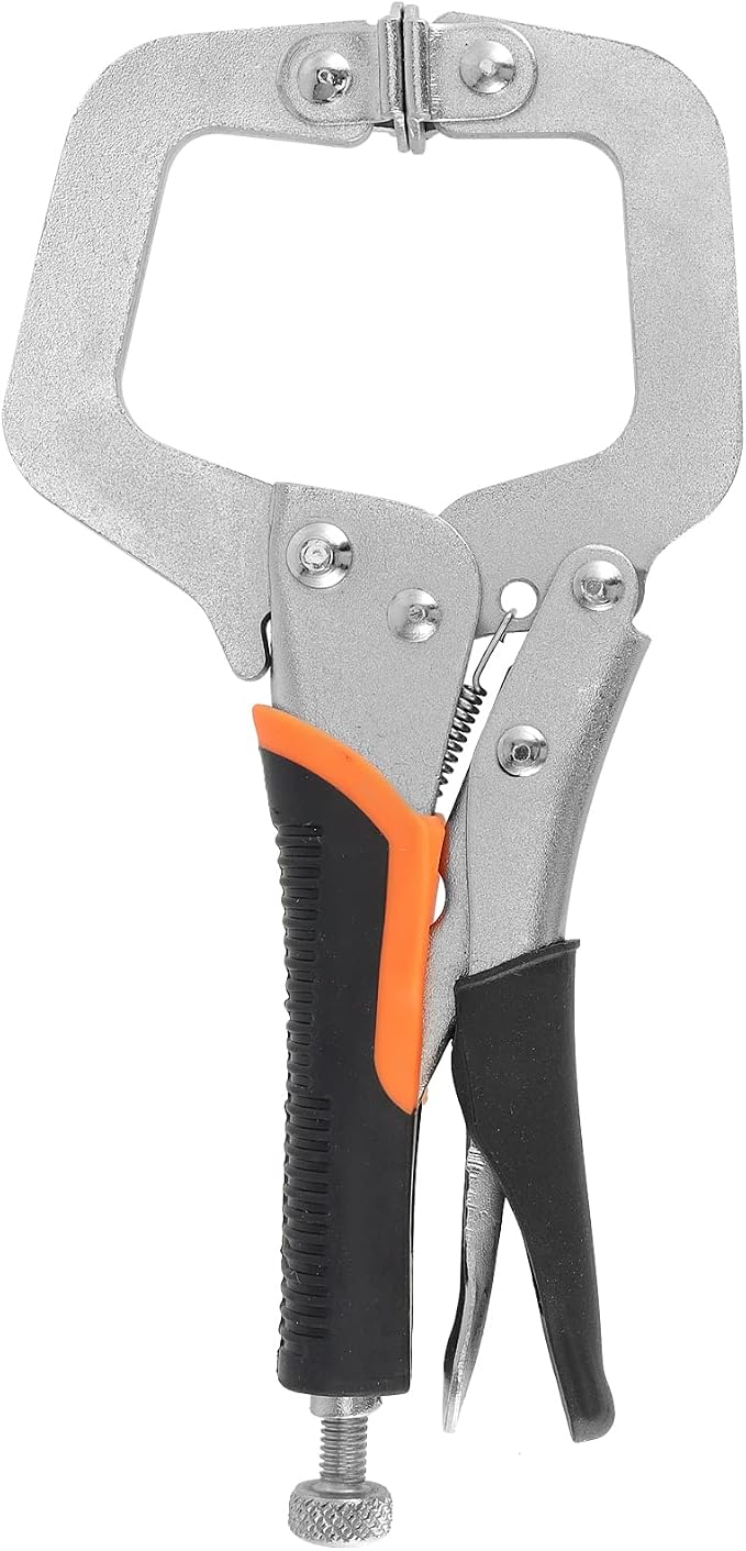 HOZEON 3 PCS 6 Inch C Clamp Locking Pliers, Heavy Duty Welding C Clamp Pliers with Swivel Pads, Vise Grip Locking Pliers Face Clamps for Woodworking, Welding, Building