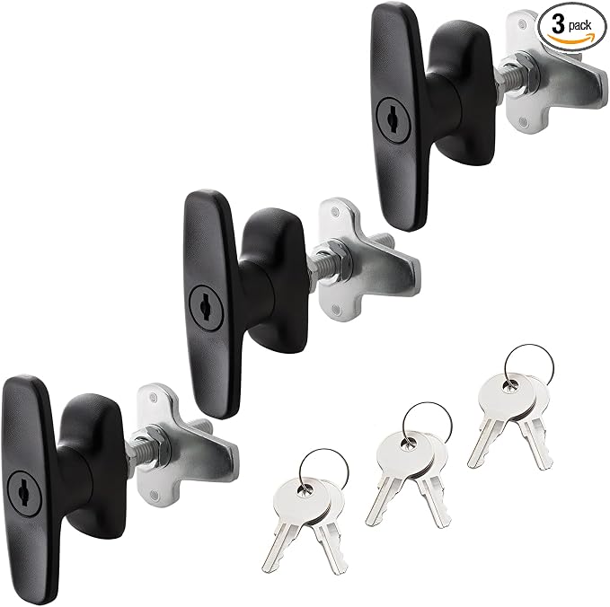 evan T Handle Latch for Truck Cap Canopy Camper Shell with Lock 3 Pack | Zinc Alloy, for Toolbox Pickup Trailer, with Keys