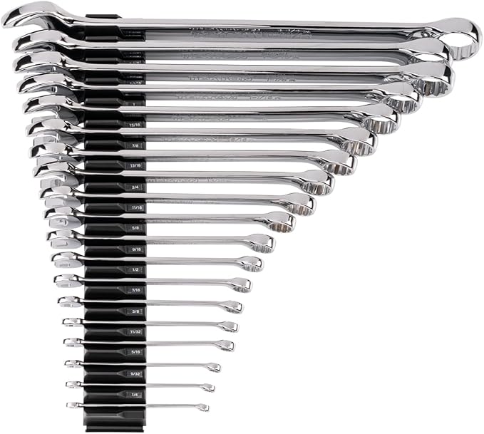 TEKTON Combination Wrench Set, 19-Piece | WCB95103 | (1/4 - 1-1/4 in.), Modular Organizers, Chrome Finish
