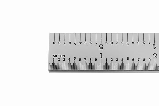 PEC Tools 6-Inch Rigid Steel Ruler, High-Quality Carbon Steel with Satin Chrome Finish, 3R Graduation (1/32", 1/64", 1/10", 1/50"), Fully Hardened and Tempered, Made in USA