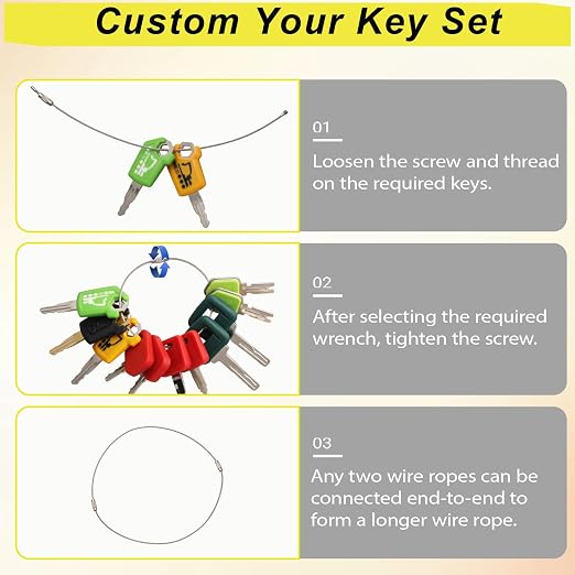 Heavy Construction Equipment Key Set, 56PCS Heavy Equipment Master Keys Set for CAT Catrepillar John Deere JCB Hyster Komatsu Kubota Takeuchi Yanmar Hitachi Excavator Skid Steer Loader Forklift Roller