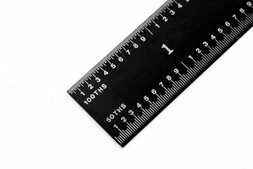 PEC Tools 18" Flexible Metal Ruler, Stainless Steel with Black Chrome Finish, High Contrast, 16R Graduation (1/32", 1/64", 1/50", 1/100"), Easy to Read Machinist Rule for Professionals, Made in USA