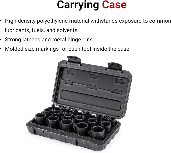 TEKTON 1/2 Inch Drive Impact Socket Set, 17-Piece | SID92336 | (5/16 - 1-1/4 in.), Shallow, 12-Point, Case