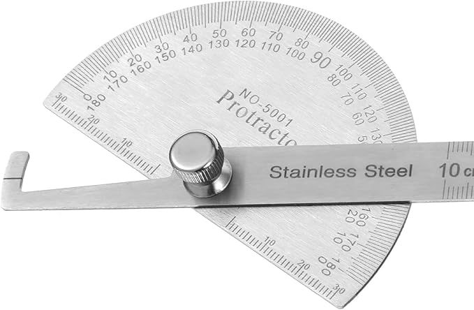 Stainless Steel Angle Protractor Miter Protractor Angle Finder 0-180 Degrees 10 Cm/6 Inch Woodworking Ruler Angle Ruler Angle Measurement Tool Metal Protractor Machinist Ruler for Measuring Map